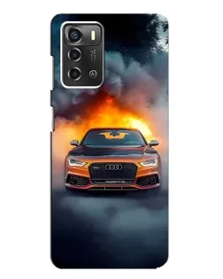 Чохол для ZTE Blade A52 з картинкою «Audi у вогняному диму»