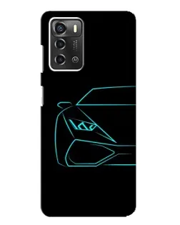 Чохол для ZTE Blade A52 з картинкою «Блакитний силует Lamborghini»