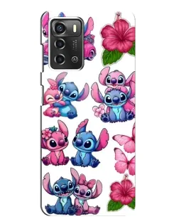 Чехол для ZTE Blade A52 с картинкой «Стикеры Stitch и Angel»