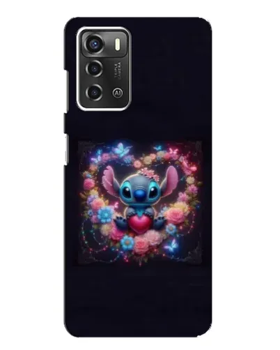 Чехол для ZTE Blade A52 с картинкой «Stitch в цветах»
