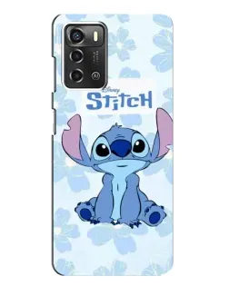 Чехол для ZTE Blade A52 с картинкой «Stitch среди цветов»