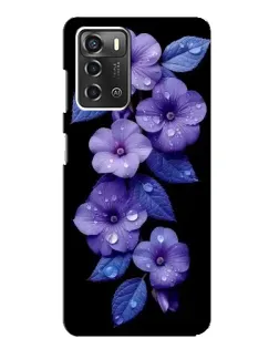 Чохол для ZTE Blade A52 з картинкою «Фіолетові квіти з росою»