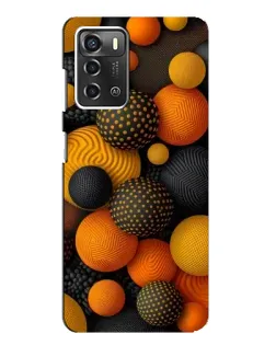 Чехол для ZTE Blade A52 с картинкой «Объемные оранжевые сферы»