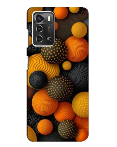Чехол для ZTE Blade A52 с картинкой «Объемные оранжевые сферы»