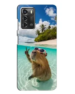 Чохол для ZTE Blade A52 з картинкою «Капібара на морі»