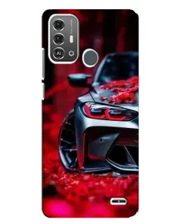 Чехол для ZTE Blade A53 Pro с картинкой «Спортивная BMW и цветы»
