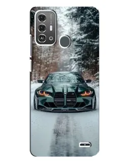 Чехол для ZTE Blade A53 Pro с картинкой «BMW в зимнем лесу»
