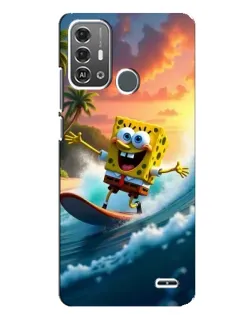 Чохол для ZTE Blade A53 Pro з картинкою «Губка Боб серфінгіст»