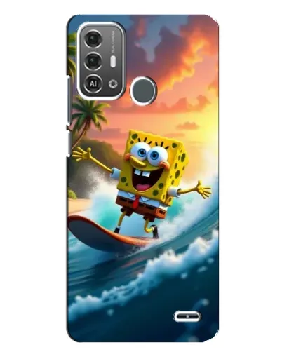 Чохол для ZTE Blade A53 Pro з картинкою «Губка Боб серфінгіст»