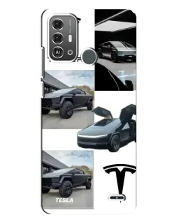 Чехол для ZTE Blade A53 Pro с картинкой «Коллаж Cybertruck Tesla»
