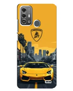 Чохол для ZTE Blade A53 Pro з картинкою «Жовтий Lamborghini місто»