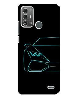 Чохол для ZTE Blade A53 Pro з картинкою «Блакитний силует Lamborghini»