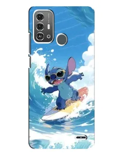 Чехол для ZTE Blade A53 Pro с картинкой «Стич на волне»