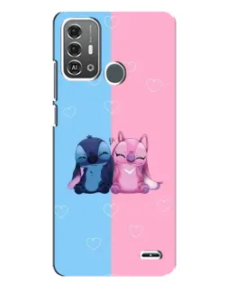 Чехол для ZTE Blade A53 Pro с картинкой «Stitch и Angel Love»