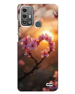 Чохол для ZTE Blade A53 Pro з картинкою «Рожевий цвіт  сердечко на тлі заходу»