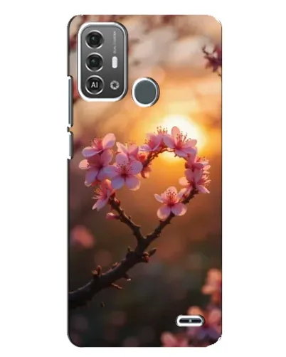 Чохол для ZTE Blade A53 Pro з картинкою «Рожевий цвіт  сердечко на тлі заходу»