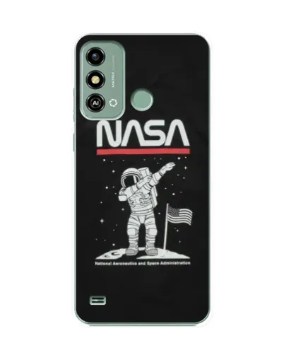 Чехол для ZTE Blade A53 с картинкой «NASA — шагаем по Луне»