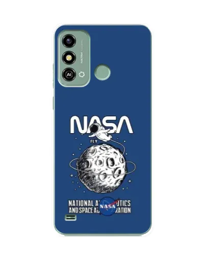 Чехол для ZTE Blade A53 с картинкой «NASA — лунная миссия»