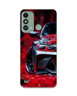Чохол для ZTE Blade A53 з картинкою «Спортивна BMW та квіти»