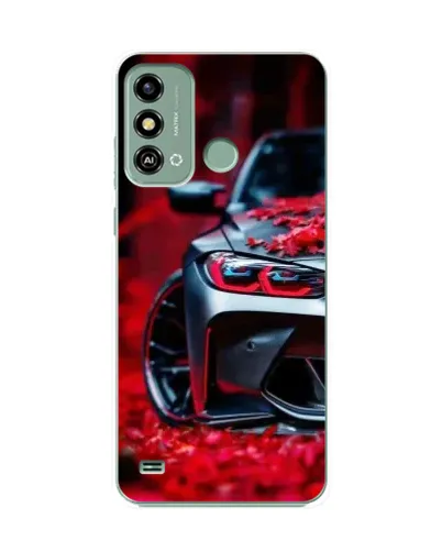 Чохол для ZTE Blade A53 з картинкою «Спортивна BMW та квіти»