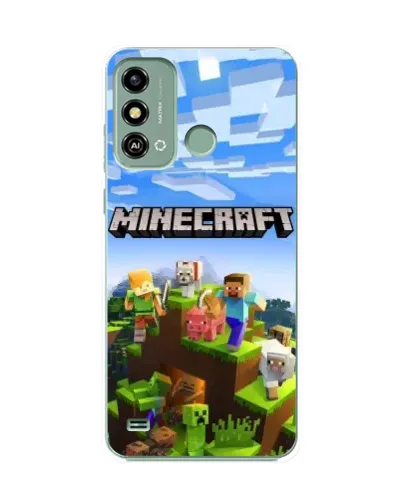 Чехол для ZTE Blade A53 с картинкой «Minecraft классический мир»