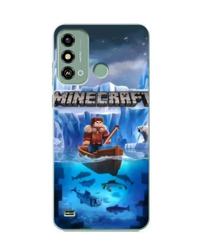 Чехол для ZTE Blade A53 с картинкой «Minecraft ледяной мир»