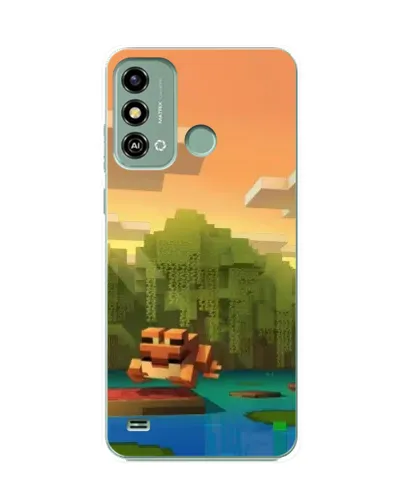 Чехол для ZTE Blade A53 с картинкой «Майнкрафт закат солнца»