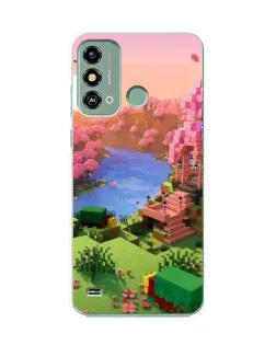 Чехол для ZTE Blade A53 с картинкой «Розовое дерево Minecraft»