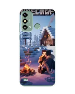 Чехол для ZTE Blade A53 с картинкой «Зимний Minecraft»