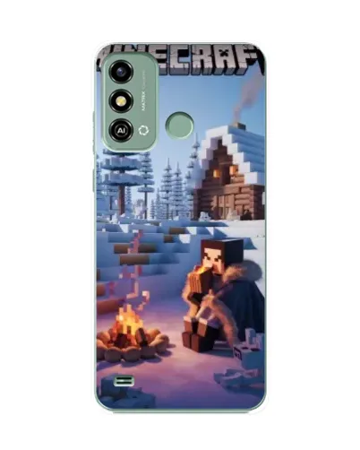 Чехол для ZTE Blade A53 с картинкой «Зимний Minecraft»