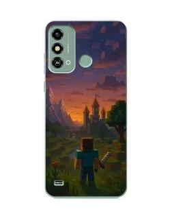 Чехол для ZTE Blade A53 с картинкой «Стив у башни»