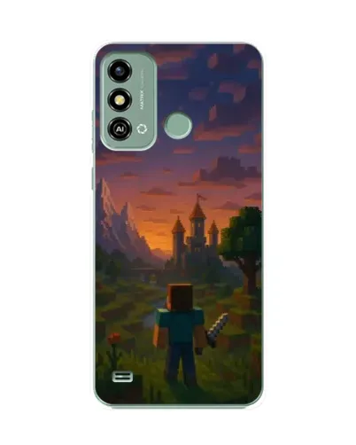 Чехол для ZTE Blade A53 с картинкой «Стив у башни»