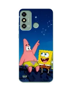 Чохол для ZTE Blade A53 з картинкою «Губка Боб та Патрік вночі»