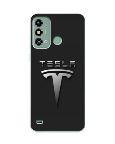Чохол для ZTE Blade A53 з картинкою «Сталевий логотип Tesla»
