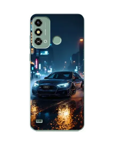 Чехол для ZTE Blade A53 с картинкой «Ночной город и Audi»