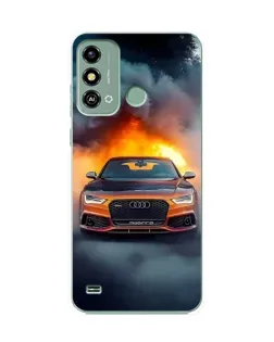 Чехол для ZTE Blade A53 с картинкой «Audi в огненном дыму»