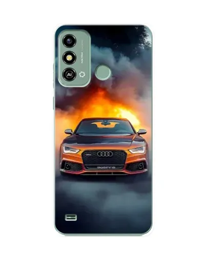 Чехол для ZTE Blade A53 с картинкой «Audi в огненном дыму»