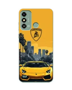 Чохол для ZTE Blade A53 з картинкою «Жовтий Lamborghini місто»