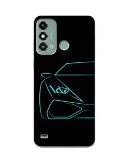 Чохол для ZTE Blade A53 з картинкою «Блакитний силует Lamborghini»