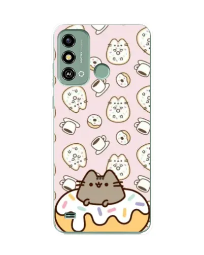 Чехол для ZTE Blade A53 с картинкой «Пушин на пончике»