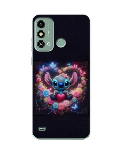 Чехол для ZTE Blade A53 с картинкой «Stitch в цветах»