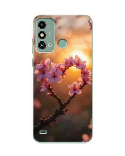 Чехол для ZTE Blade A53 с картинкой «Розовый цвет сердце на фоне заката» Чехол для ZTE Blade A53 с картинкой «Розовый цвет сердце на фоне заката»