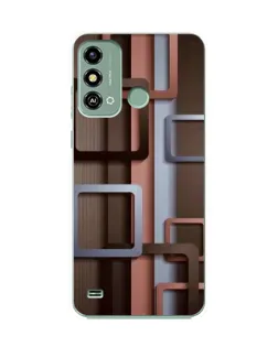 Чохол для ZTE Blade A53 з картинкою «Коричневі об'ємні квадрати»
