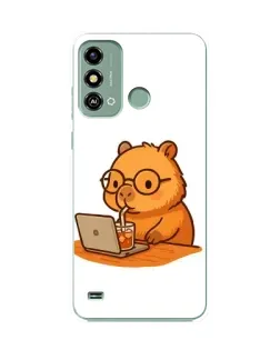 Чохол для ZTE Blade A53 з картинкою «Капібара з ноутбуком»