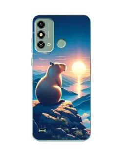 Чохол для ZTE Blade A53 з картинкою «Захід сонця з капібарою»
