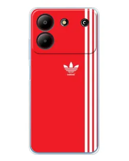 Чехол для ZTE Blade A54 с картинкой «Красный минимализм Adidas»