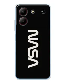 Чехол для ZTE Blade A54 с картинкой «NASA — вертикальный логотип»