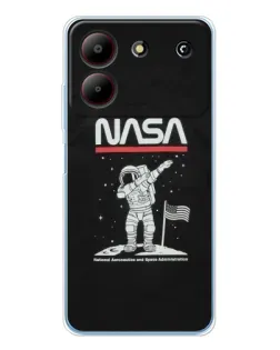 Чехол для ZTE Blade A54 с картинкой «NASA — шагаем по Луне»