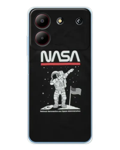 Чехол для ZTE Blade A54 с картинкой «NASA — шагаем по Луне»