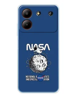 Чехол для ZTE Blade A54 с картинкой «NASA — лунная миссия»
